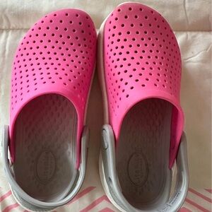 CROCS Pink and Gray Sandals with Perforated Design